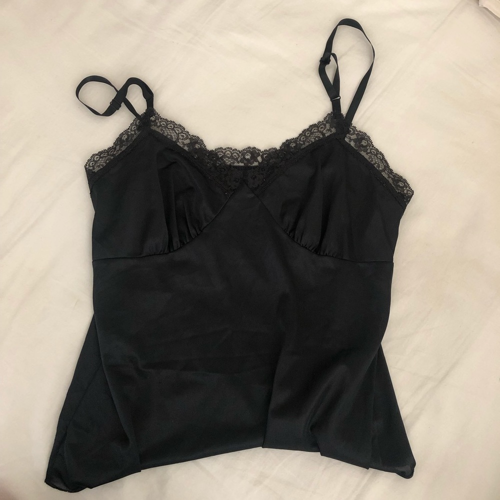 vintage black lingerie lace tank